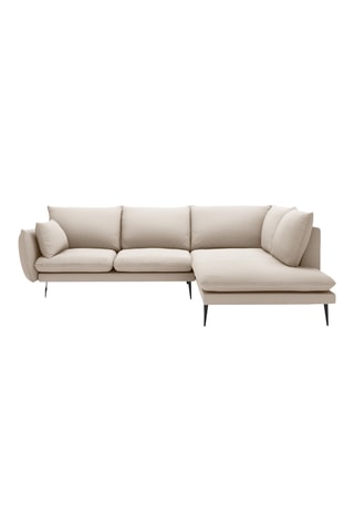 Canapé d'angle droit - Beige - 5 places - En tissu structuré