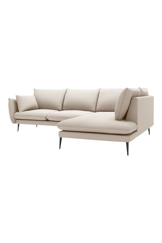 Canapé d'angle droit - Beige - 5 places - En tissu structuré
