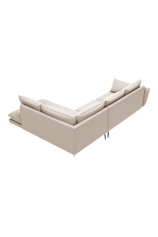 Canapé d'angle droit - Beige - 5 places - En tissu structuré