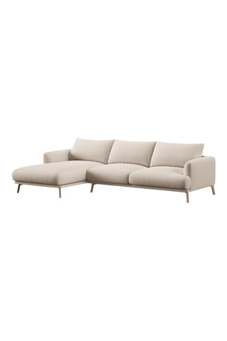 Canapé d'angle gauche - Beige - 4 places - En tissu velouté