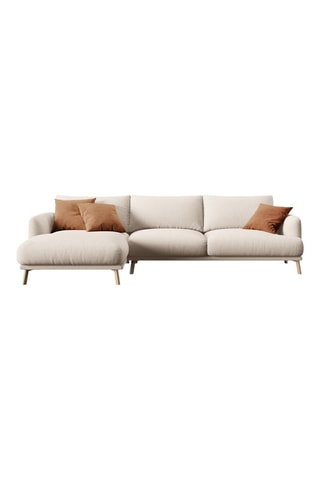 Canapé d'angle gauche - Beige - 4 places - En tissu velouté