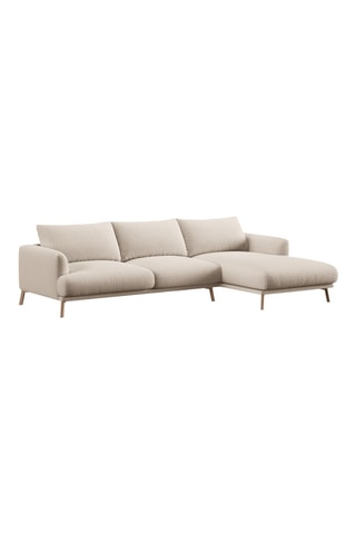 Canapé d'angle droit - Beige - 4 places - En tissu velouté
