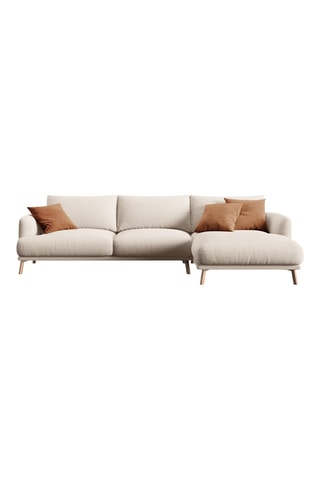 Canapé d'angle droit - Beige - 4 places - En tissu velouté