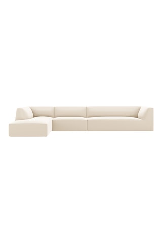 Canapé d'angle gauche - Beige - 5 places - En cuir vegan