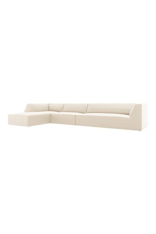Canapé d'angle gauche - Beige - 5 places - En cuir vegan
