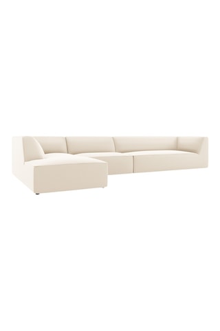 Canapé d'angle gauche - Beige - 5 places - En cuir vegan