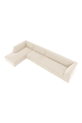 Canapé d'angle gauche - Beige - 5 places - En cuir vegan
