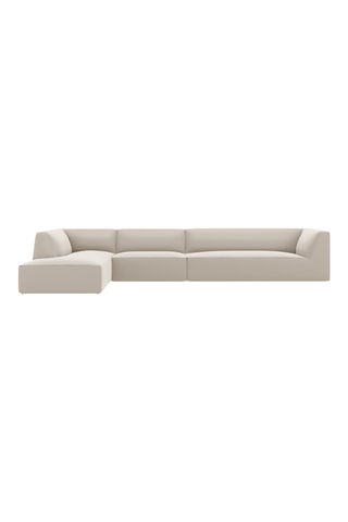Canapé d'angle gauche - Beige - 5 places - En cuir vegan toucher doux
