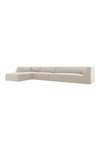 Canapé d'angle gauche - Beige - 5 places - En cuir vegan toucher doux