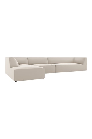 Canapé d'angle gauche - Beige - 5 places - En cuir vegan toucher doux
