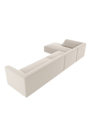 Canapé d'angle gauche - Beige - 5 places - En cuir vegan toucher doux
