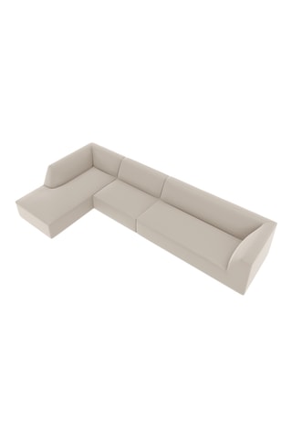 Canapé d'angle gauche - Beige - 5 places - En cuir vegan toucher doux