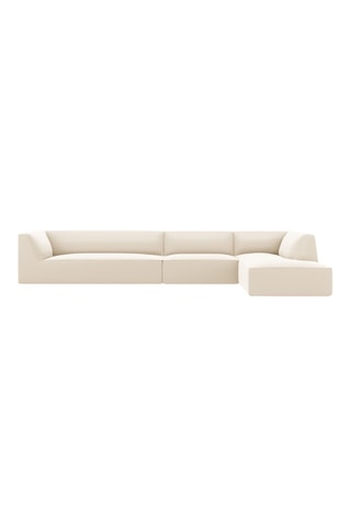 Canapé d'angle droit - Beige - 5 places - En cuir vegan toucher doux