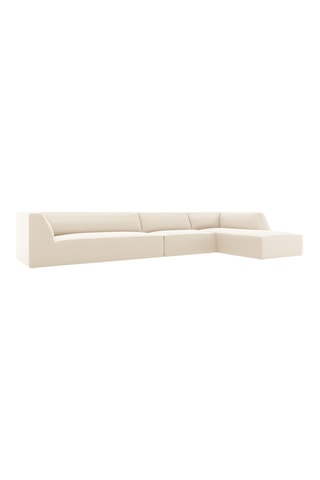 Canapé d'angle droit - Beige - 5 places - En cuir vegan toucher doux