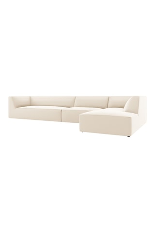 Canapé d'angle droit - Beige - 5 places - En cuir vegan toucher doux