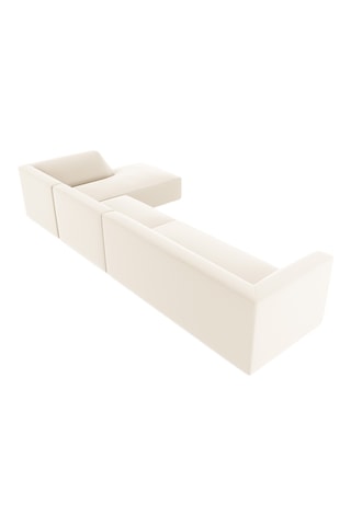 Canapé d'angle droit - Beige - 5 places - En cuir vegan toucher doux