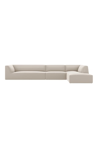 Canapé d'angle droit - Beige - 5 places - En cuir vegan