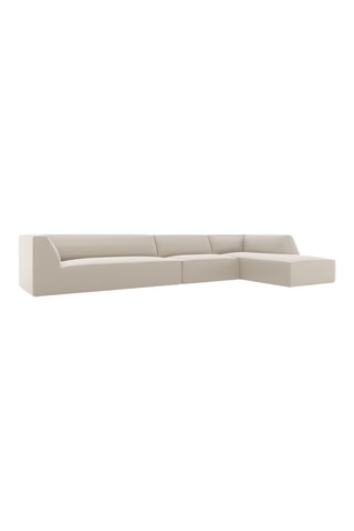 Canapé d'angle droit - Beige - 5 places - En cuir vegan