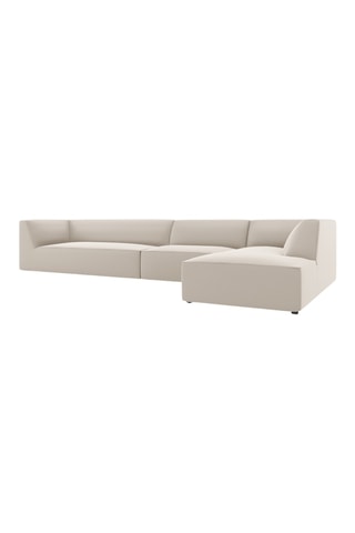 Canapé d'angle droit - Beige - 5 places - En cuir vegan