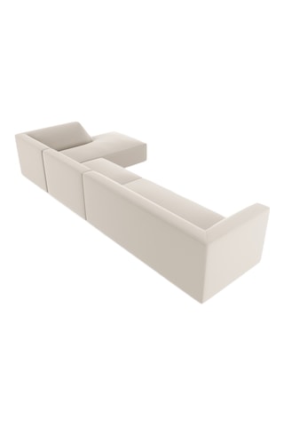 Canapé d'angle droit - Beige - 5 places - En cuir vegan