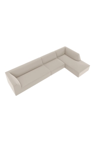 Canapé d'angle droit - Beige - 5 places - En cuir vegan