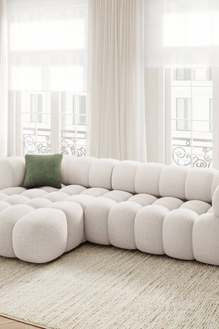 Canapé d'angle gauche - Beige - 3 places - En tissu chenille