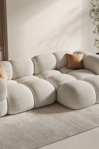 Canapé d'angle droit - Beige - 3 places - En tissu structuré lisse
