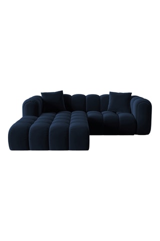 Canapé d'angle gauche - Bleu marine - 3 places - En tissu velours