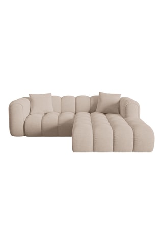 Canapé d'angle droit - Beige - 3 places - En tissu chenille