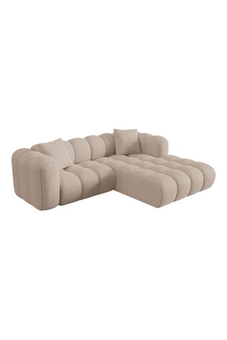 Canapé d'angle droit - Beige - 3 places - En tissu chenille