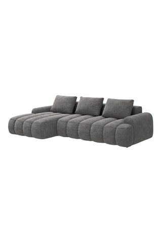Canapé d'angle gauche convertible - Gris - 3 places - En tissu velours
