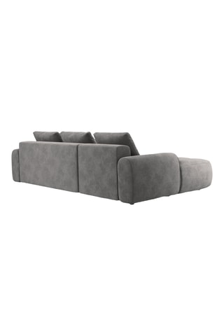 Canapé d'angle gauche convertible - Gris - 3 places - En tissu velours