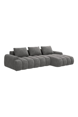 Canapé d'angle droit convertible - Gris - 3 places - En tissu velours