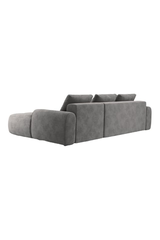 Canapé d'angle droit convertible - Gris - 3 places - En tissu velours