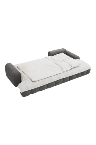 Canapé d'angle droit convertible - Gris - 3 places - En tissu velours