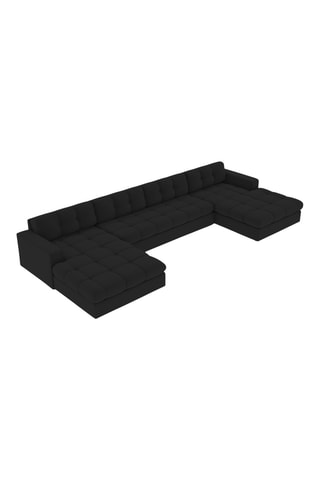Canapé - Noir - 5 places - En tissu structuré agréable au toucher