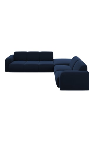 Canapé d'angle droit - Bleu marine - 6 places - En tissu velours