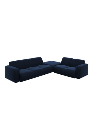 Canapé d'angle droit - Bleu marine - 6 places - En tissu velours