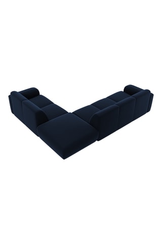 Canapé d'angle droit - Bleu marine - 6 places - En tissu velours