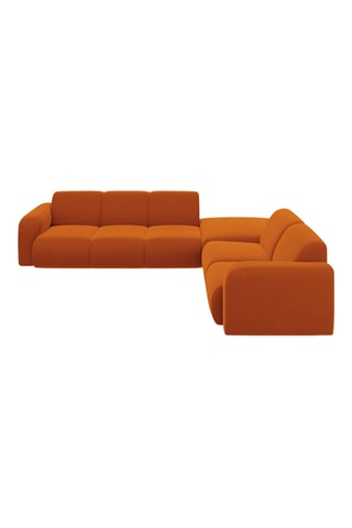 Canapé d'angle droit - Orange - 6 places - En tissu velours