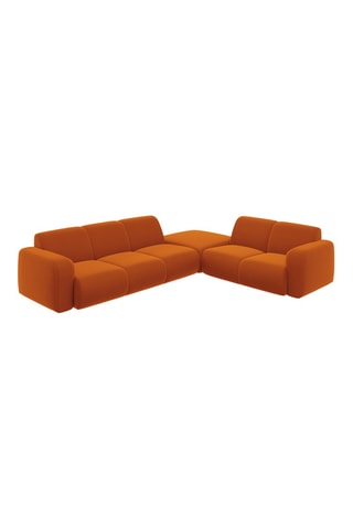 Canapé d'angle droit - Orange - 6 places - En tissu velours