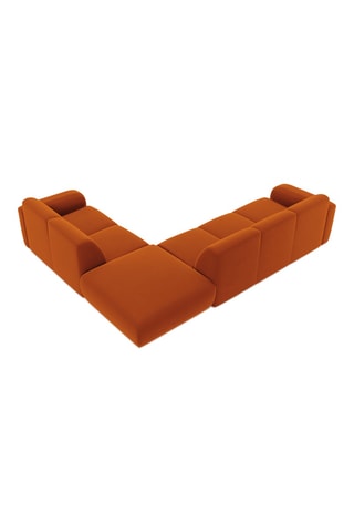 Canapé d'angle droit - Orange - 6 places - En tissu velours