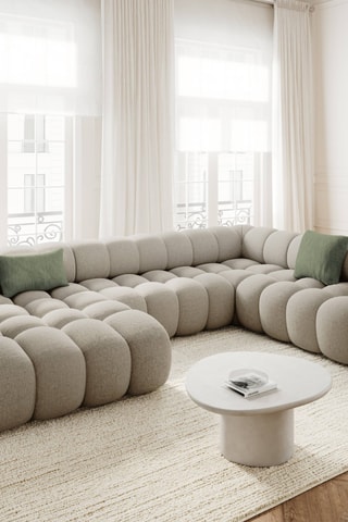 Canapé d'angle panoramique droit - Beige - 5 places - En tissu chenille presque soyeux