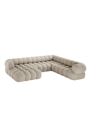 Canapé d'angle panoramique droit - Beige - 5 places - En tissu chenille presque soyeux