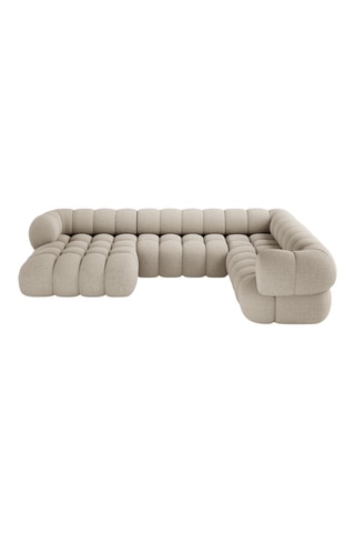 Canapé d'angle panoramique droit - Beige - 5 places - En tissu chenille presque soyeux