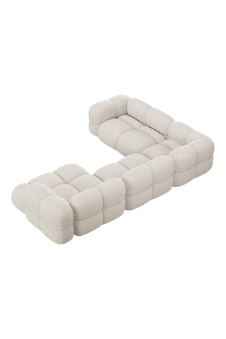 Canapé d'angle panoramique gauche - Beige - 5 places - En tissu structuré lisse
