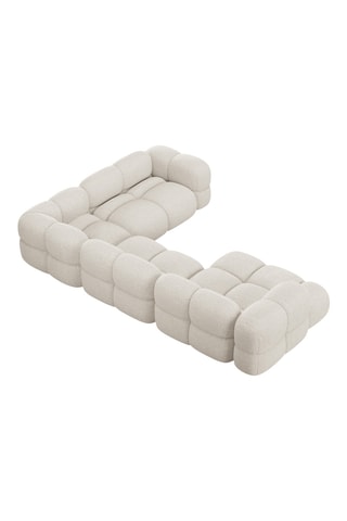 Canapé d'angle panoramique droit - Beige - 5 places - En tissu structuré lisse