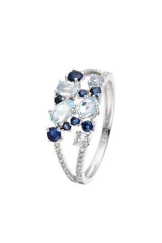 Bague Saphir Elixir - Or blanc, diamants, topazes et saphirs