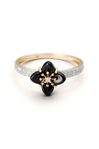 Bague - Or jaune, céramique et diamants