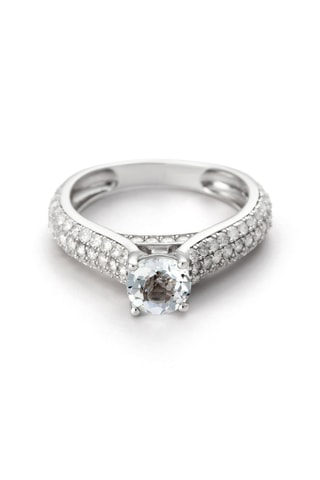 Bague Candide - Or blanc, diamants et topaze